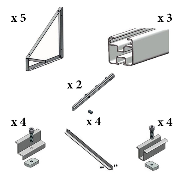 Kit Fissaggio Completo Per Moduli Fotovoltaici In Verticale Tetto