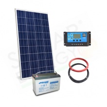 KIT SOLARE PRO 80W 12V – MODULO 80W / REGOLATORE 10AH / BATTERIA 100AH / CAVI