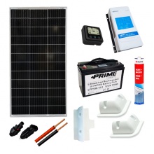 KIT SOLARE CAMPER PLUS 100W 12V – MODULO 100W / REGOLATORE 10A MPPT / BATTERIA  100AH / ACCESSORI FISSAGGIO - Solar Energy Point