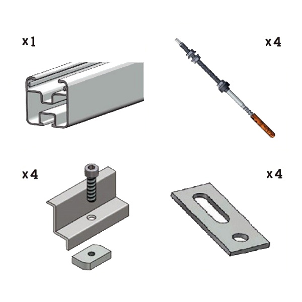 Kit Fissaggio Completo Per Modulo Fotovoltaico In Verticale Tetto A Falda Con Vite Per